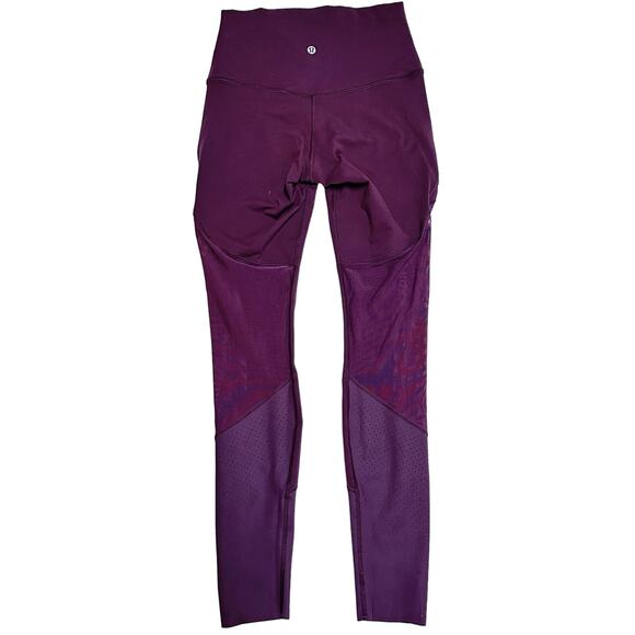 Lululemon size 4 Wunder Under Leggings Hi-Rise Laser Cut Bordeaux Drama - Picture 2 of 9